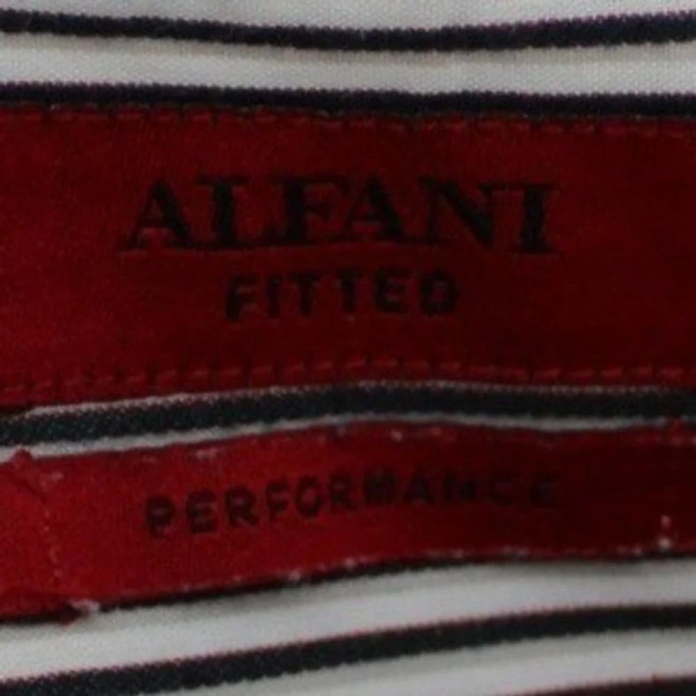 Alfani Fitted XXL $59 Black White Pinstripe Performance Button Front Dress Shirt - Picture 3 of 8